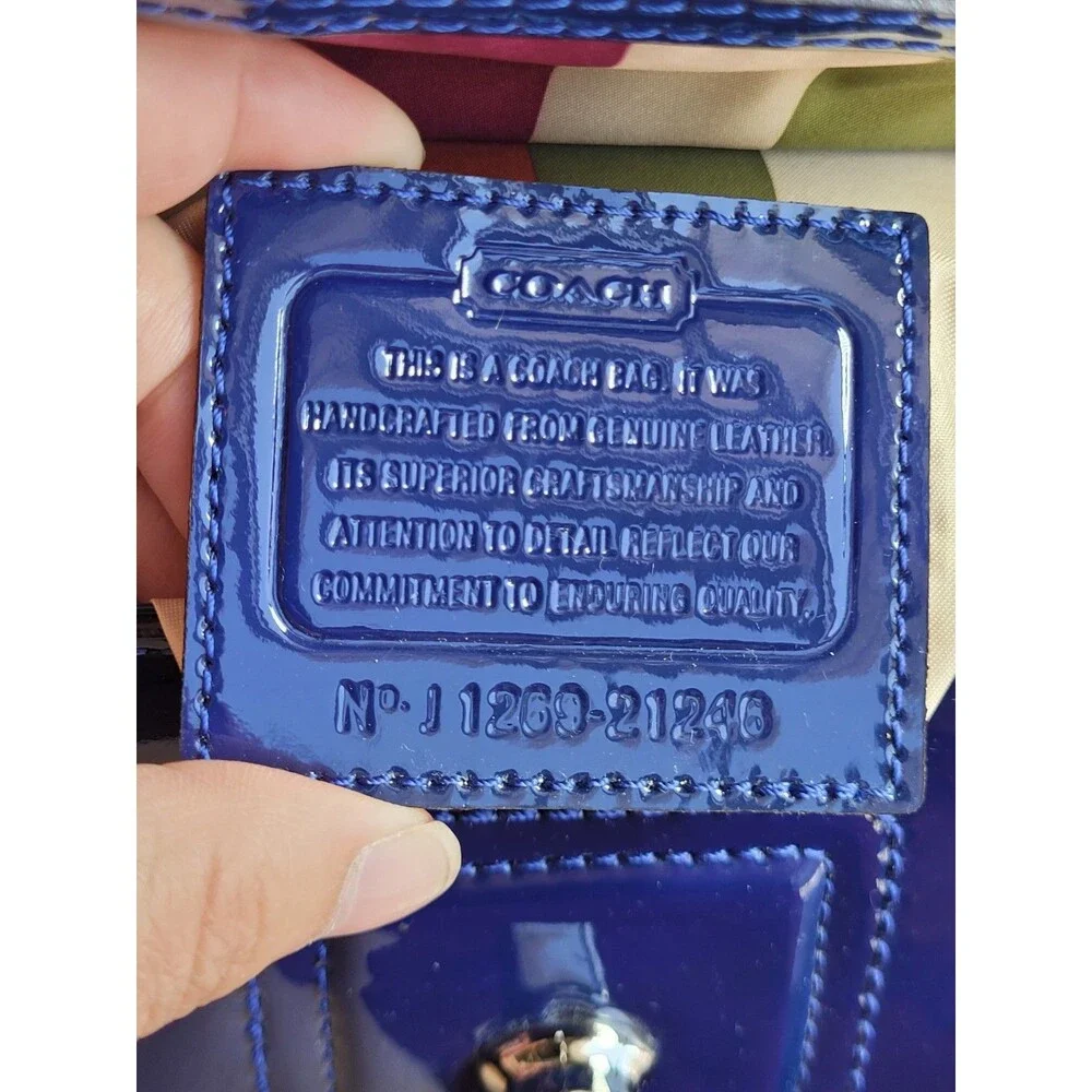 Coach Vintage Willis Midnight Royal Blue Patent Leather Bag Legacy Crossbody - Picture 4 of 16